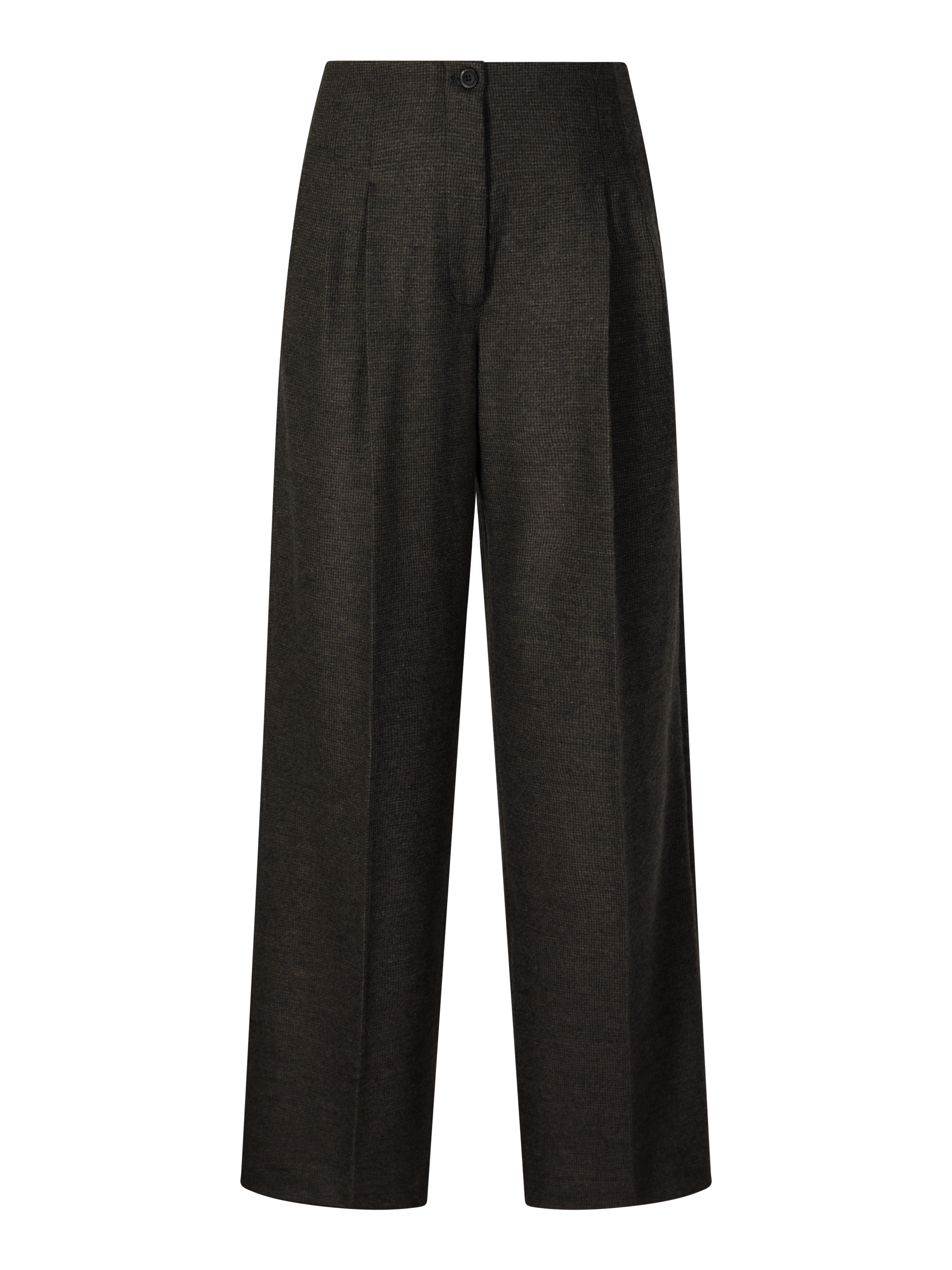 Woollen trousers 'Lainie Pepita' with pleats nero/chocolate