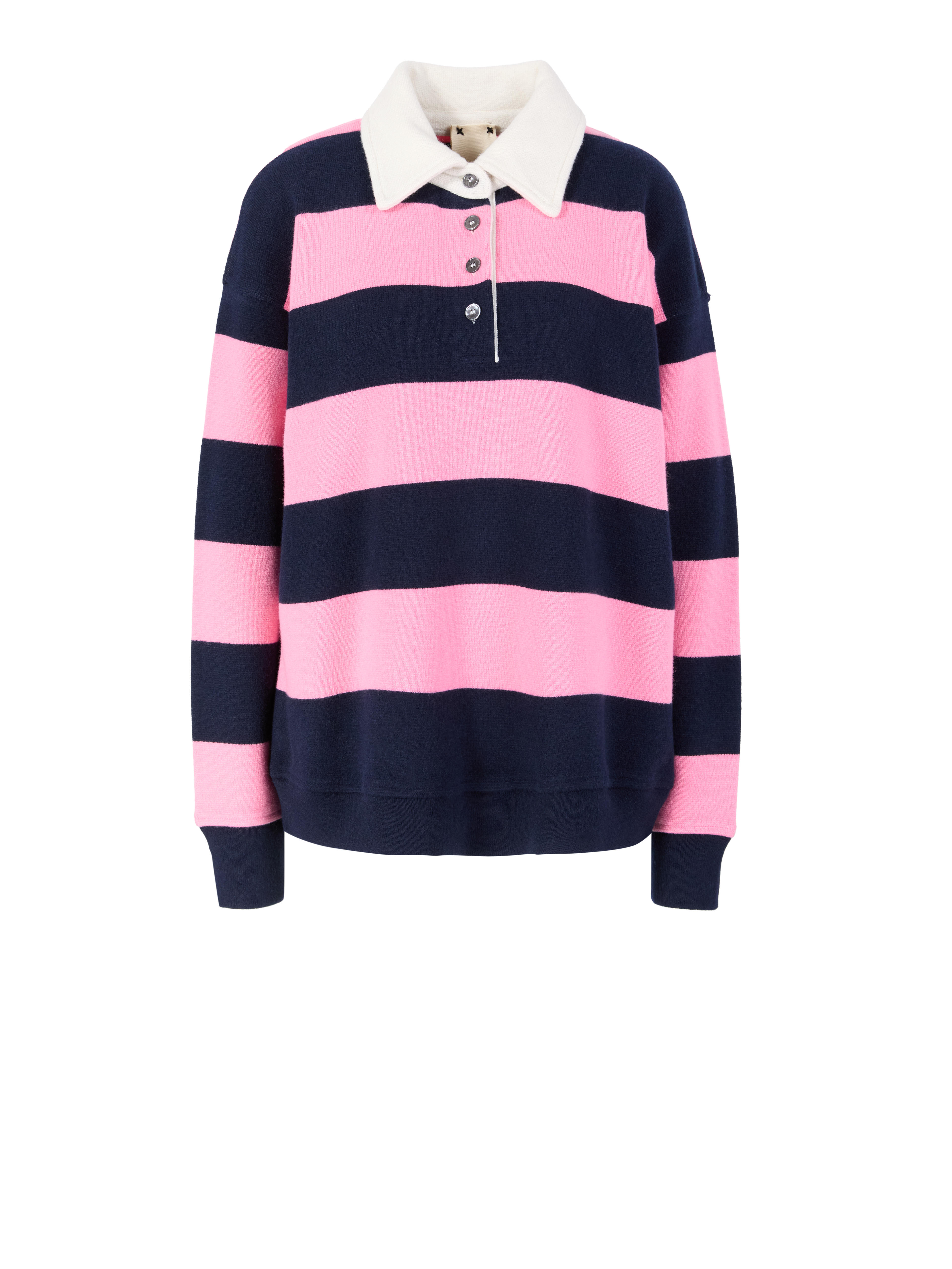 Unisex Rugby-Poloshirt aus Cashmere Pink/Marineblau