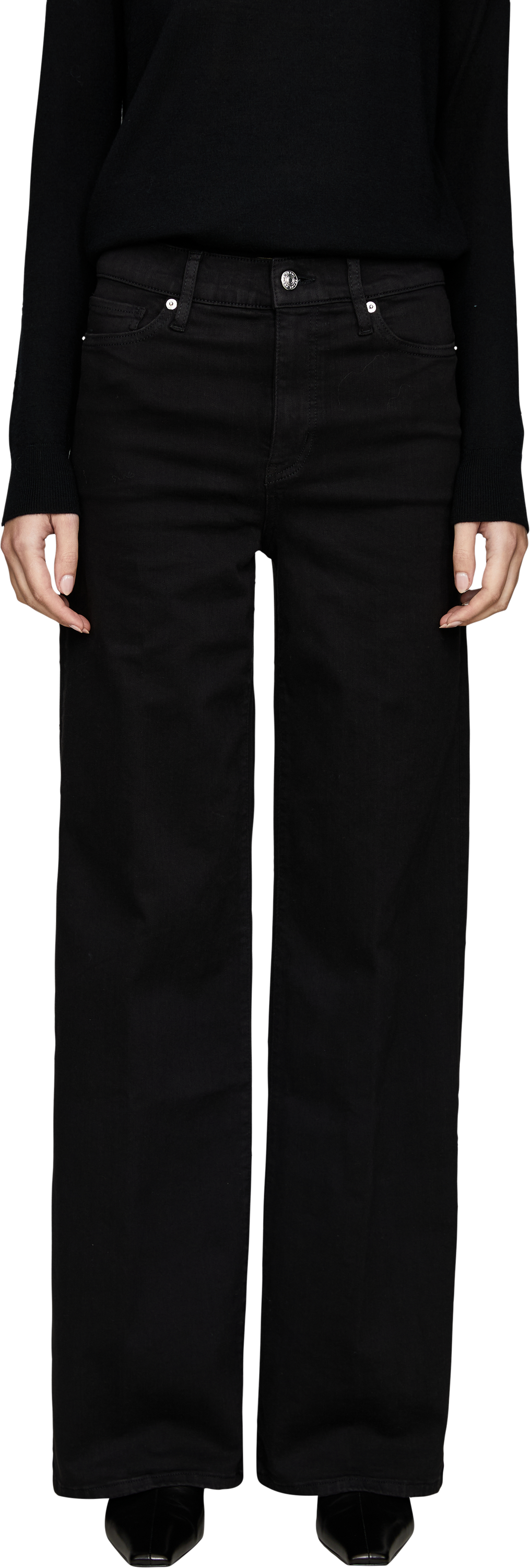 Frame Straight-Leg Jeans 'Le Slim Palazzo Long' Schwarz, Frontansicht – UNGER.DE