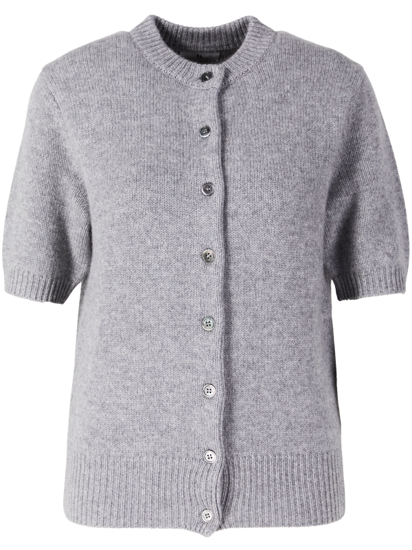 Kurzärmelige Cashmere-Strickjacke Silver Melange