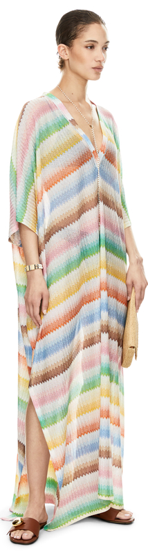 Langer Kaftan mit Dégradé-Zickzack-Muster Multi