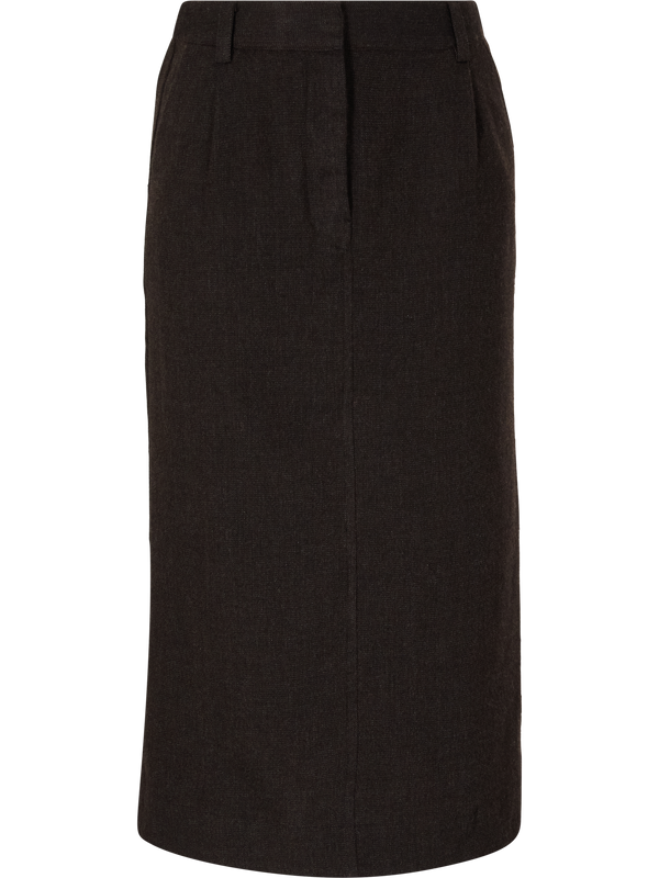 Woollen midi skirt dark brown