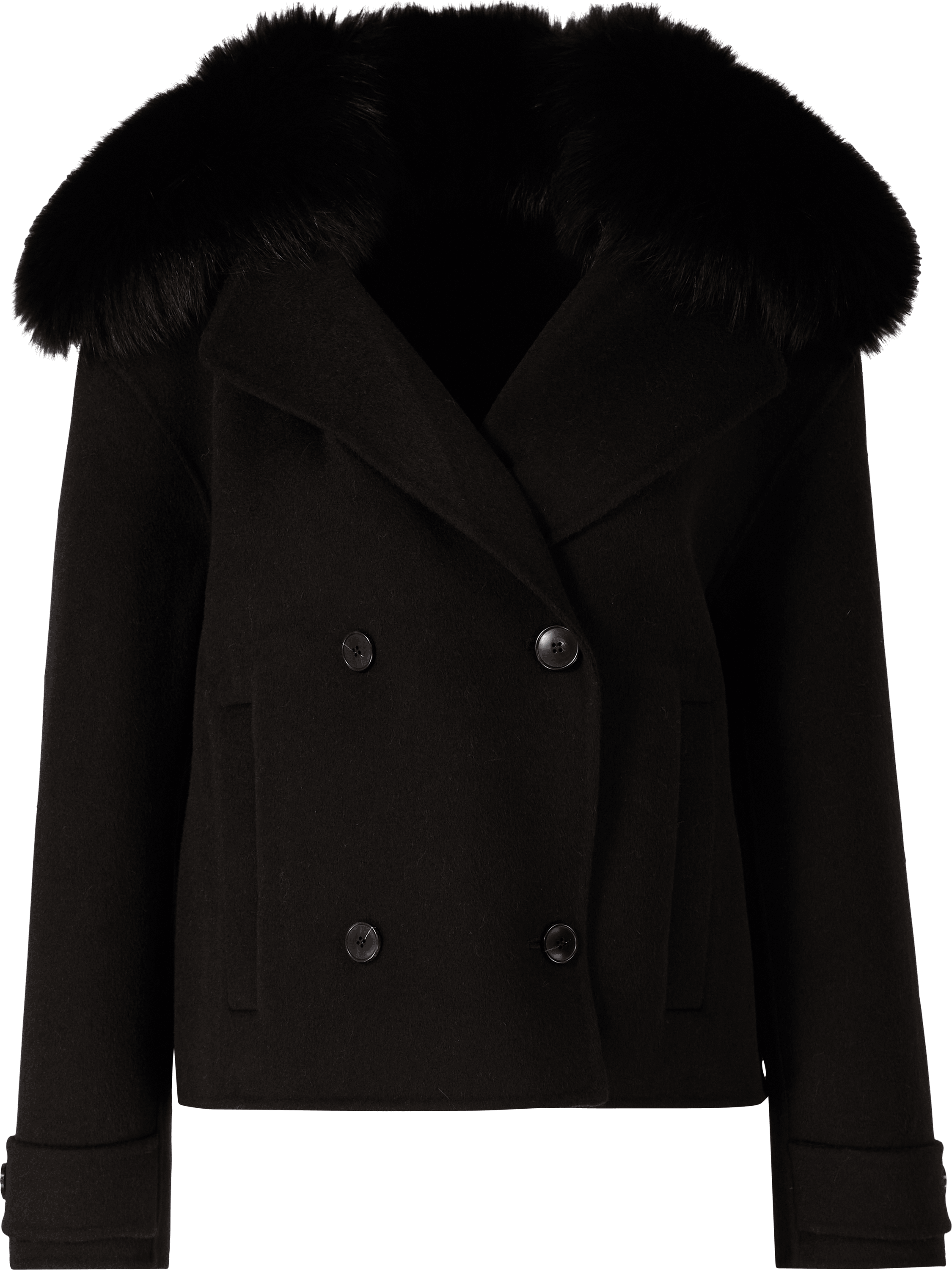 Yves Salomon Wool and cashmere jacket with fur trim, dark brown, Product view – UNGER.DE