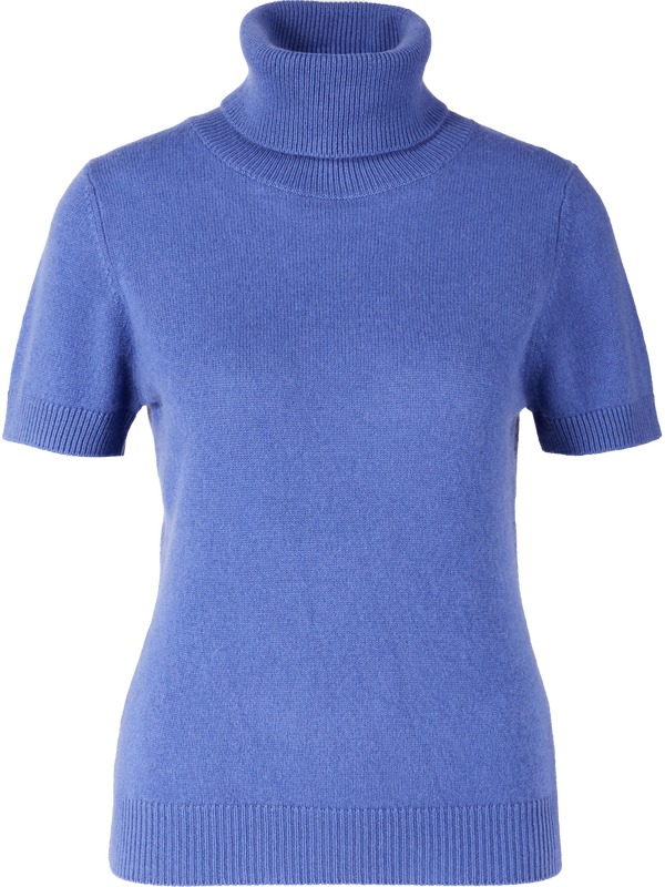 Short-sleeved cashmere roll-neck jumper blue