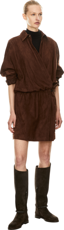 Lambskin mini dress brown