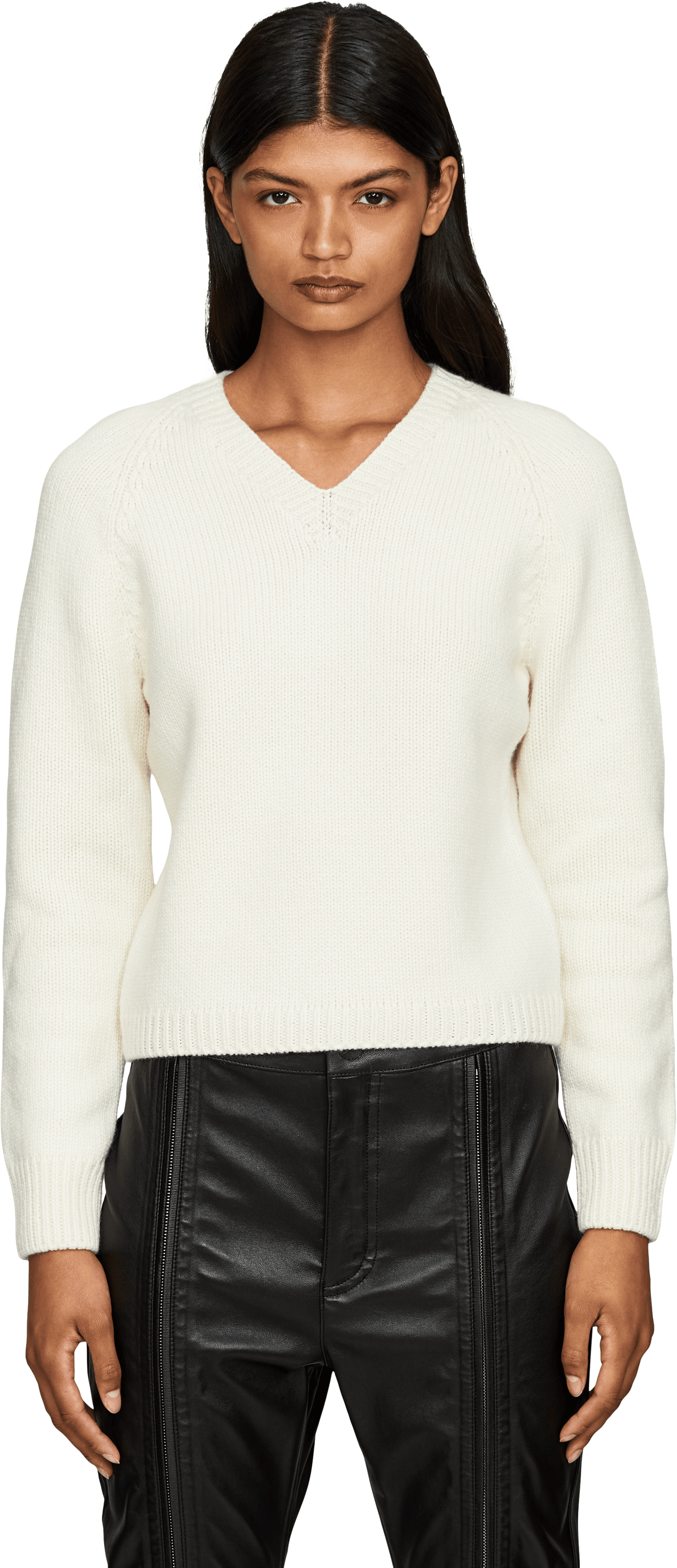 Tom Ford Woll-Cashmere-Pullover mit V-Ausschnitt Crème, Frontansicht – UNGER.DE