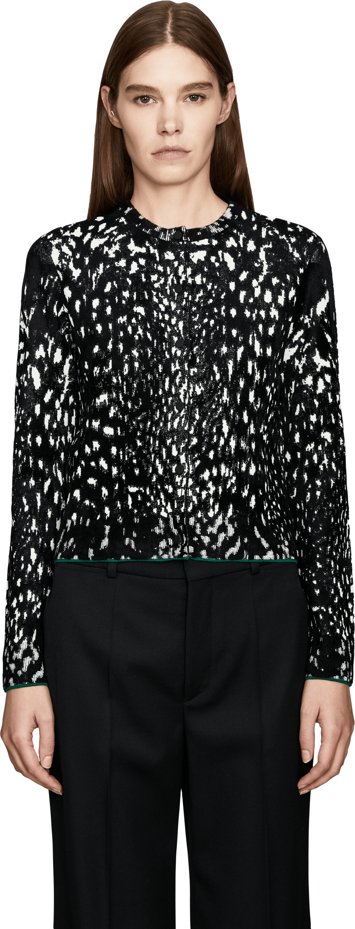 Tom Ford Velvety cardigan with lynx jacquard pattern black, Front view – UNGER.DE