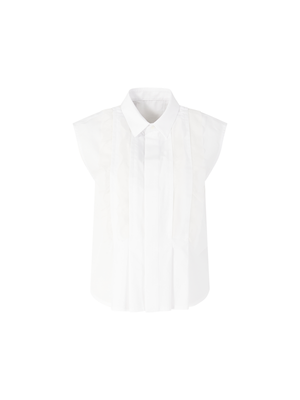 Ärmelose Bluse mit Volants Weiß