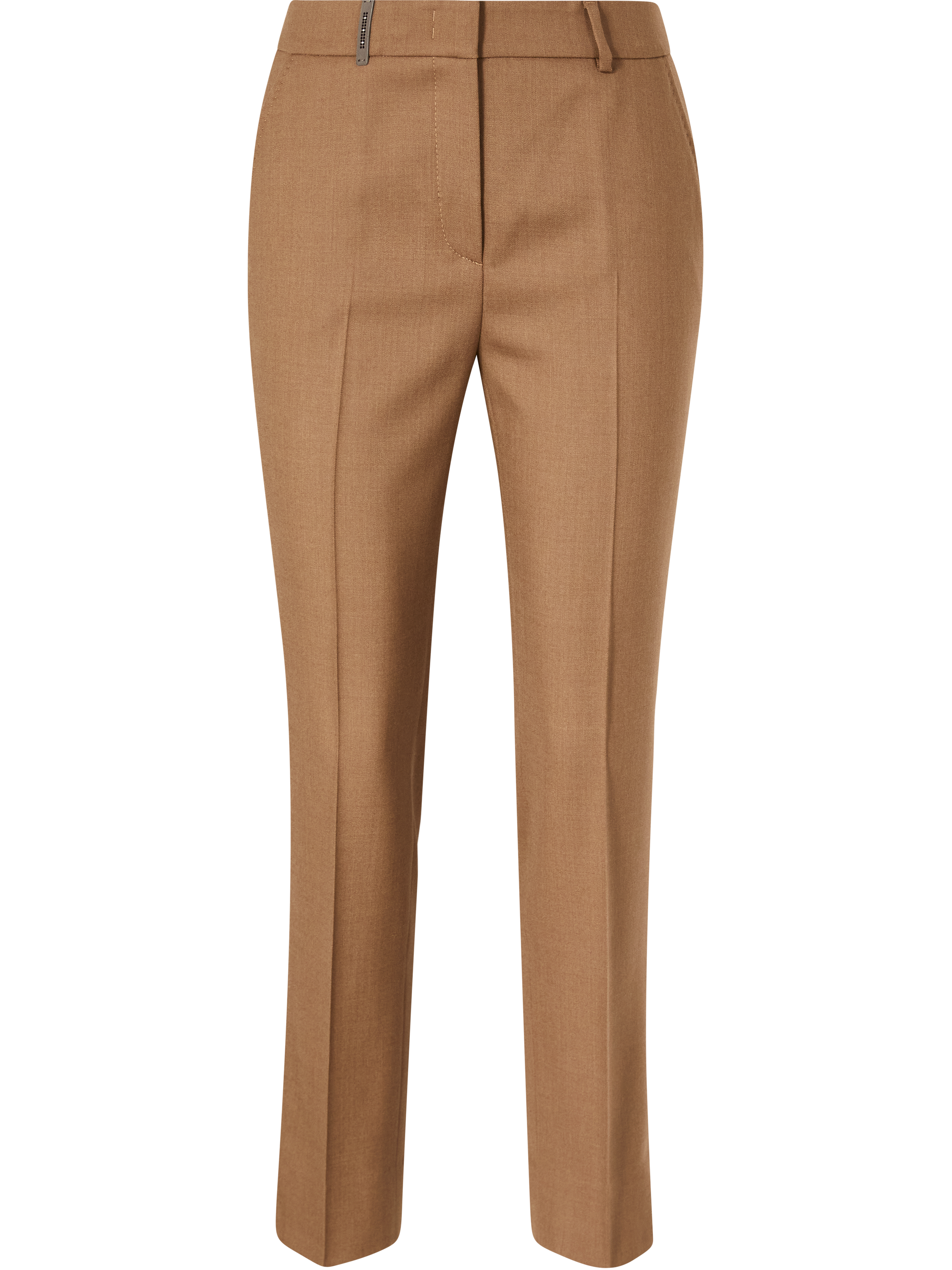 Cropped woollen trousers light brown