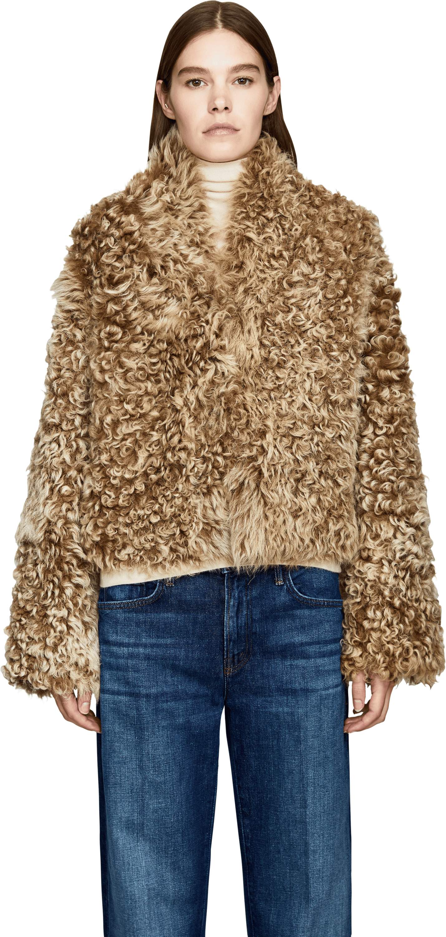 ARMA Wendbare Cropped Shearling-Jacke 'Mooney' Beige, Frontansicht – UNGER.DE