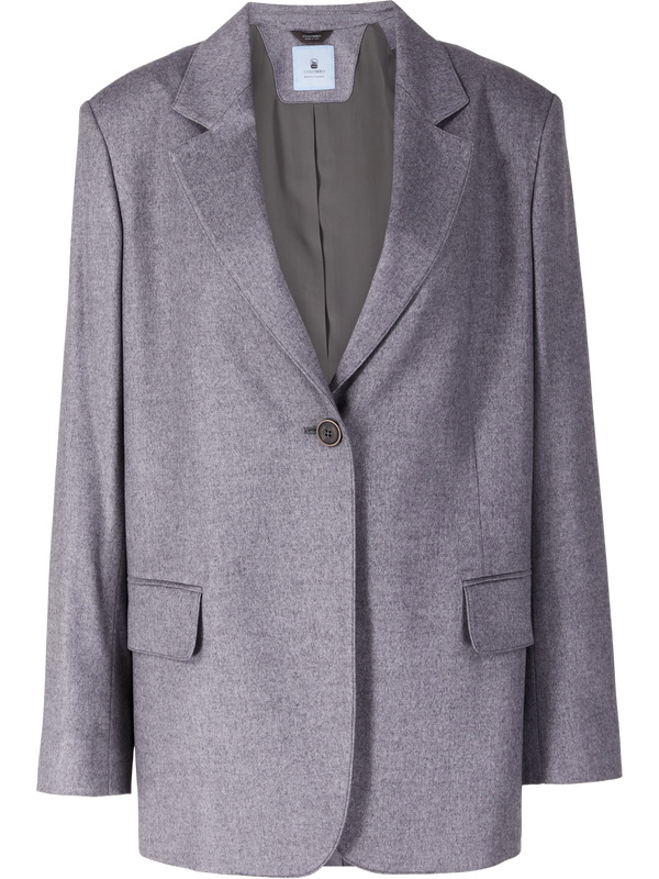 Oversized blazer in silk and cashmere, light grey