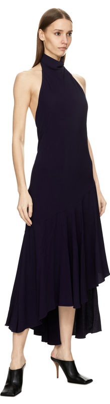 Asymmetrisches Maxikleid mit Volants Violett