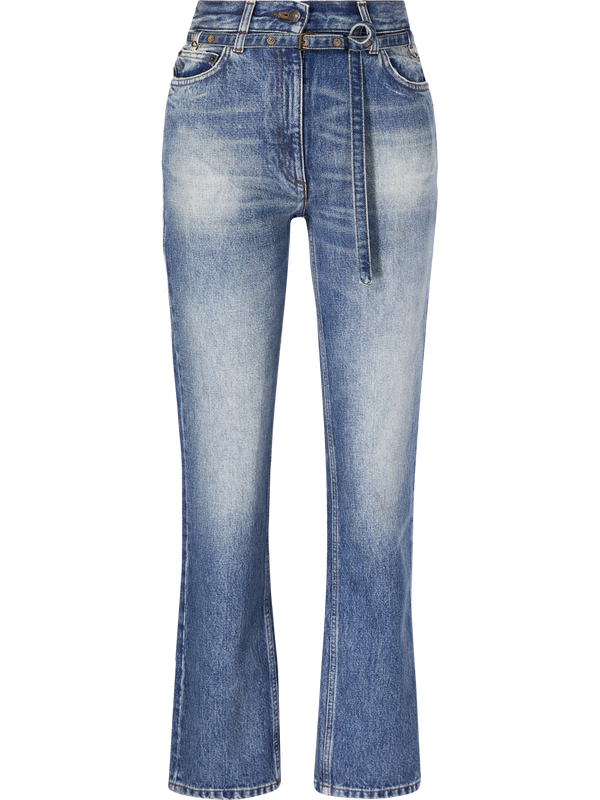 'Persy' straight-leg jeans with belt blue