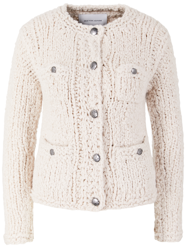 Woll-Seiden-Cashmere-Strickjacke 'Hyacinta' Alabaster