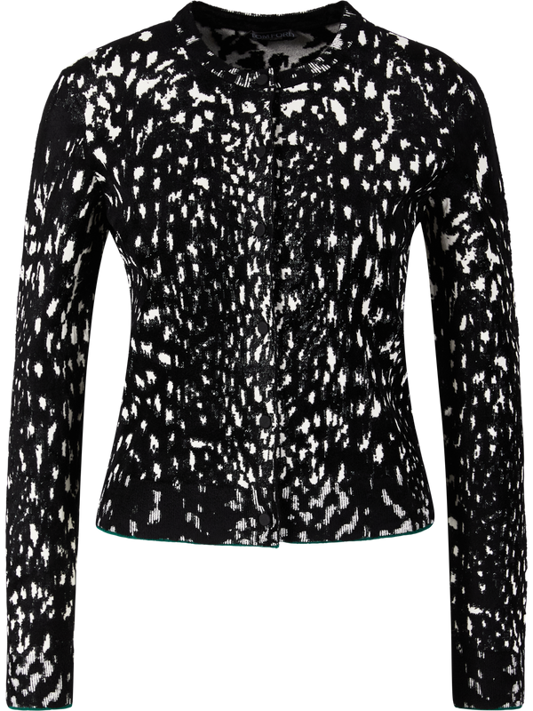 Velvety cardigan with lynx jacquard pattern black