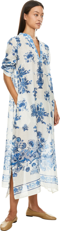 'Giada' kaftan with blue chintz print