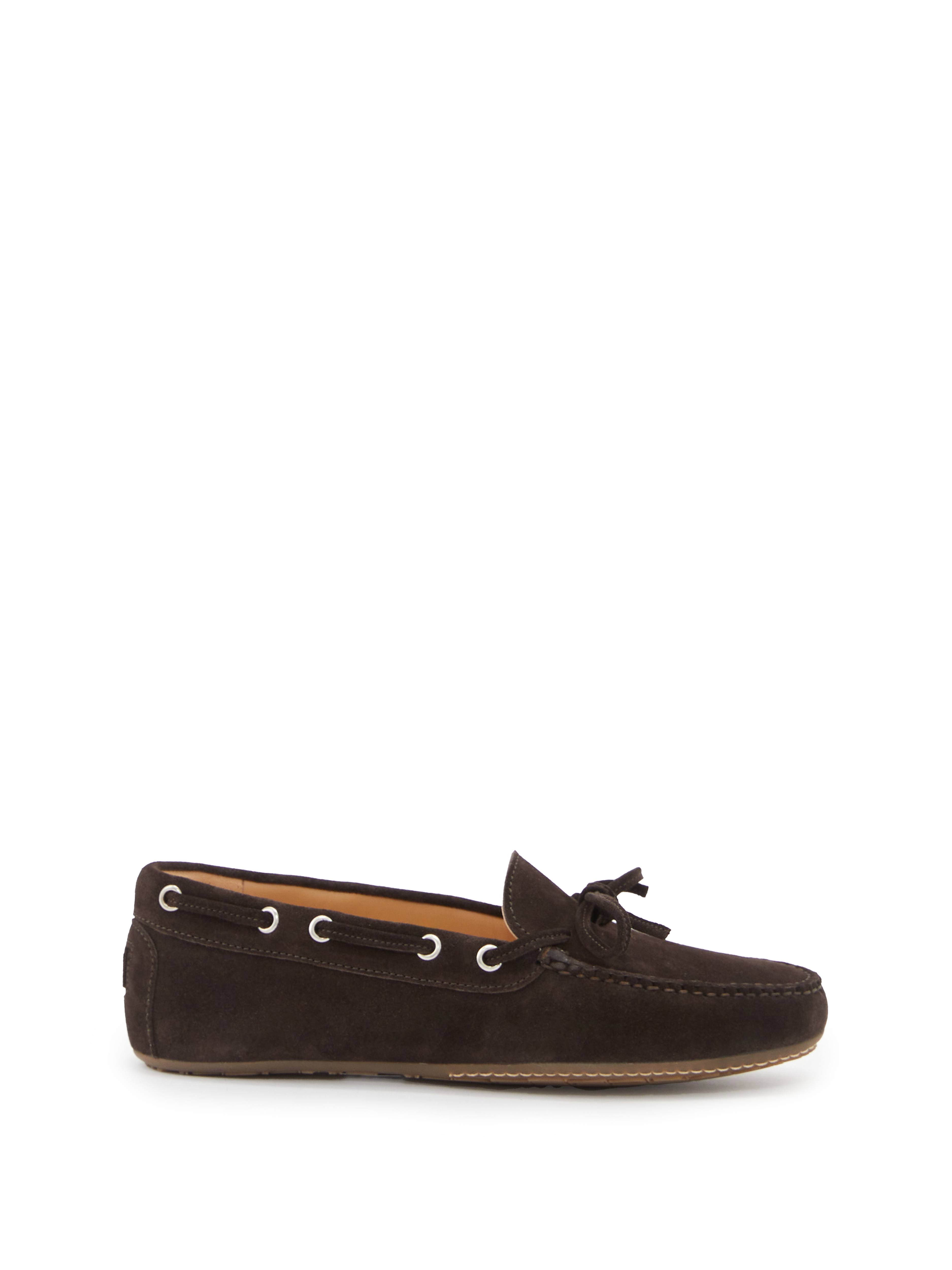 Suede moccasin with bow Dark brown