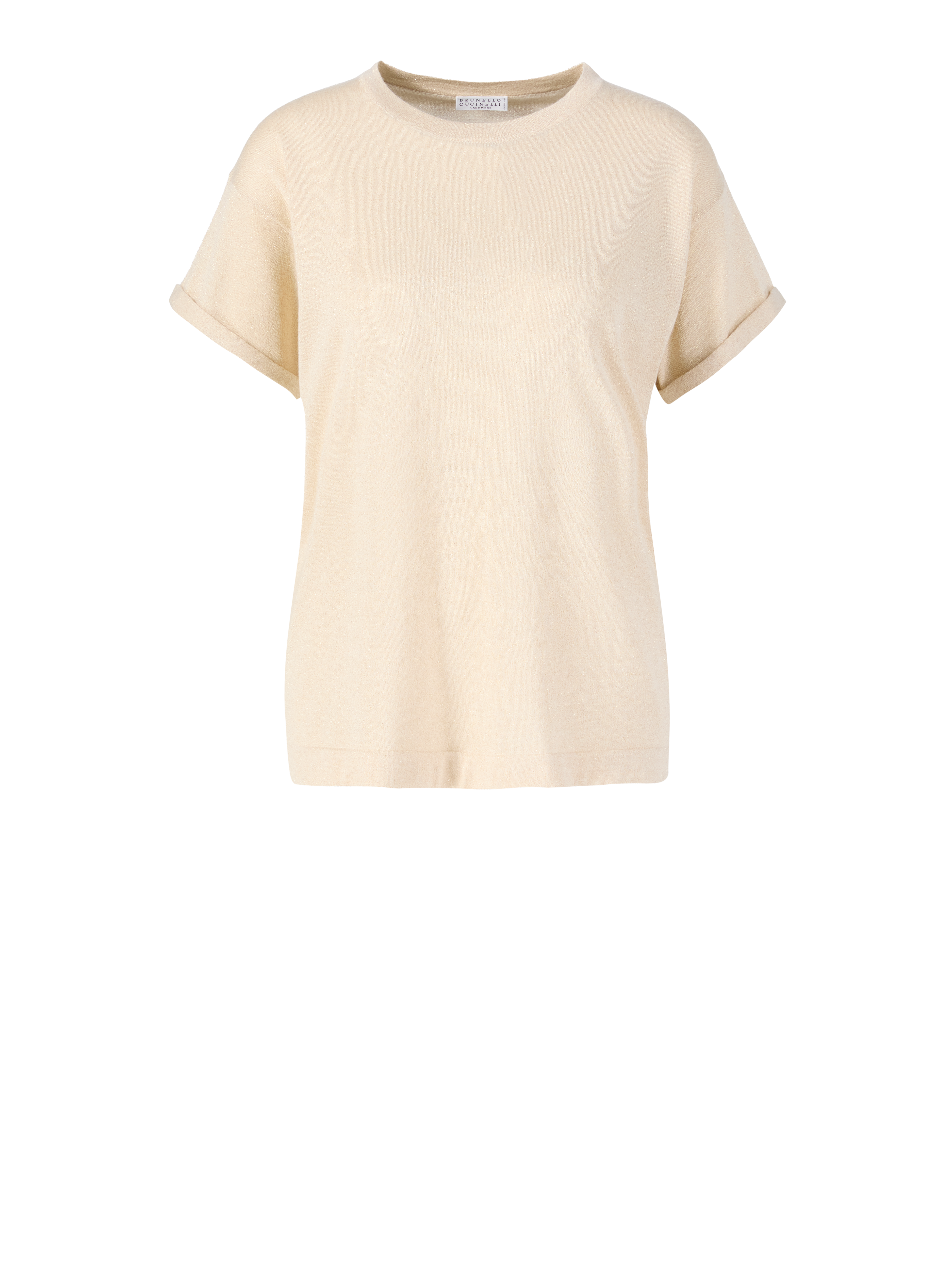 Kurzärmliger Cashmere-Seiden-Pullover Beige