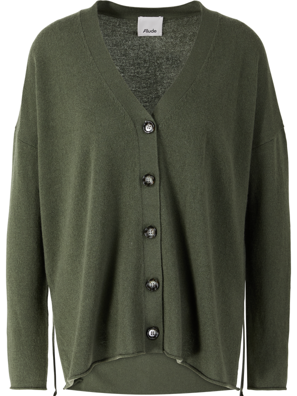 Cashmere-Strickjacke mit V-Ausschnitt Grün