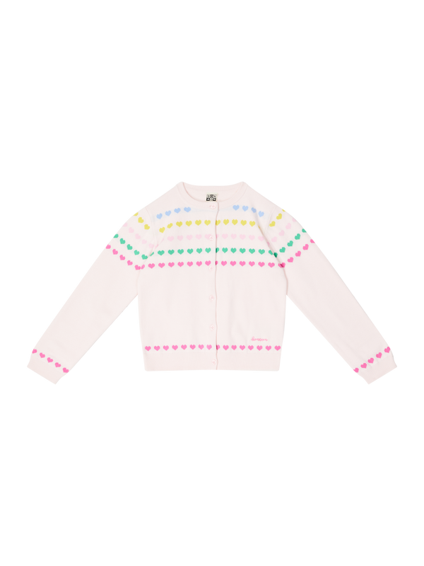 Strickjacke mit Herz-Jacquard Rosé