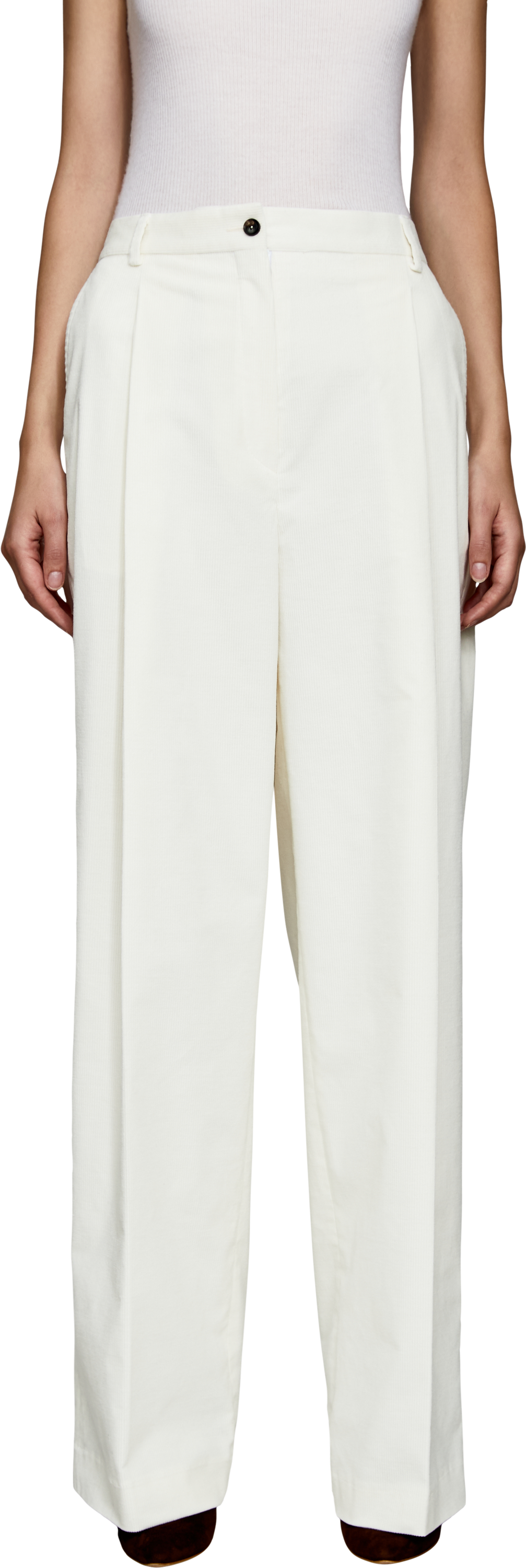 Kiton Cordhose Weiß, Frontansicht – UNGER.DE