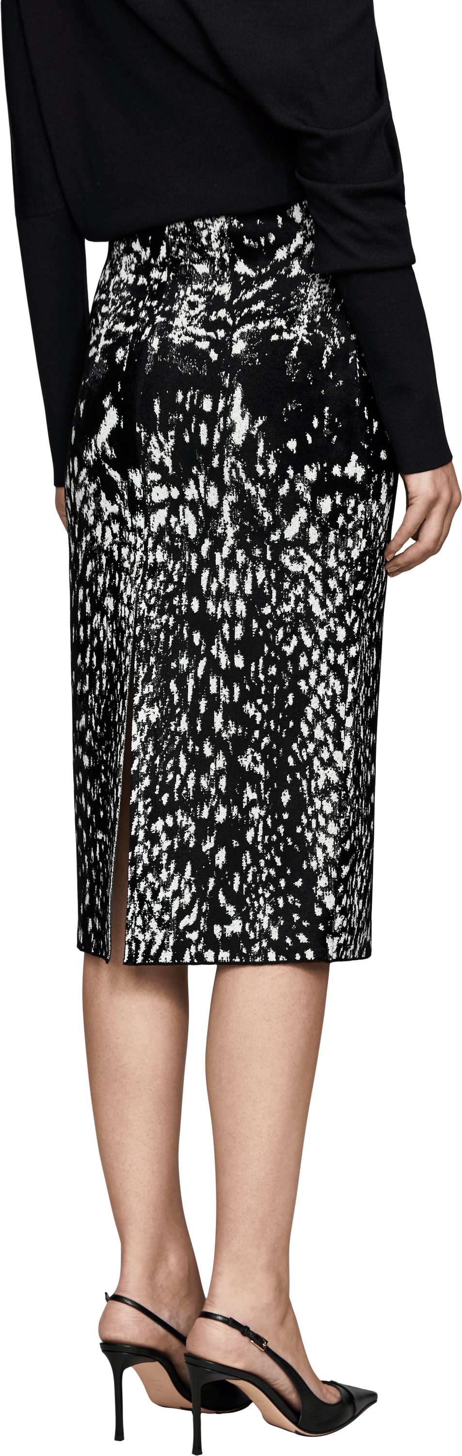Tom Ford Samtiger Bleistiftrock mit Luchs-Jacquard Schwarz, Rückansicht – UNGER.DE