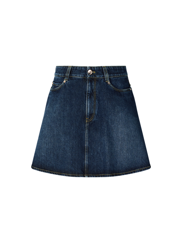 Denim-Minirock mit Monili-Perlen Mittelblau
