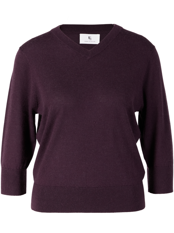 Kurzärmeliger Woll-Cashmere-Seidenpullover Blackberry