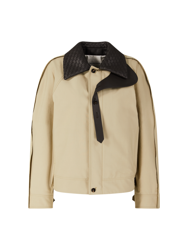 Blousonjacke mit Lederkragen Braun
