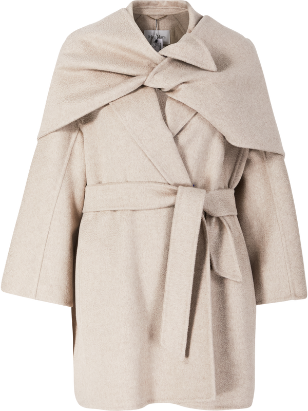 Short cashmere coat with stole 'Detto' beige 