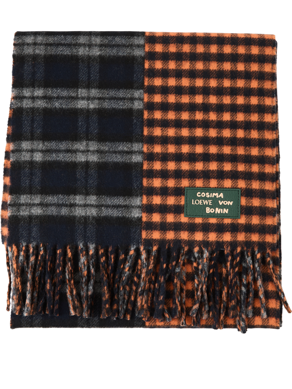Woll-Cashmere-Schal mit dekorativen Fransen Blau