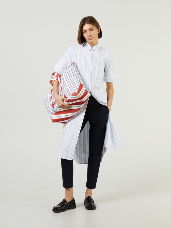 Midikleid mit Markisen-Streifen Blau