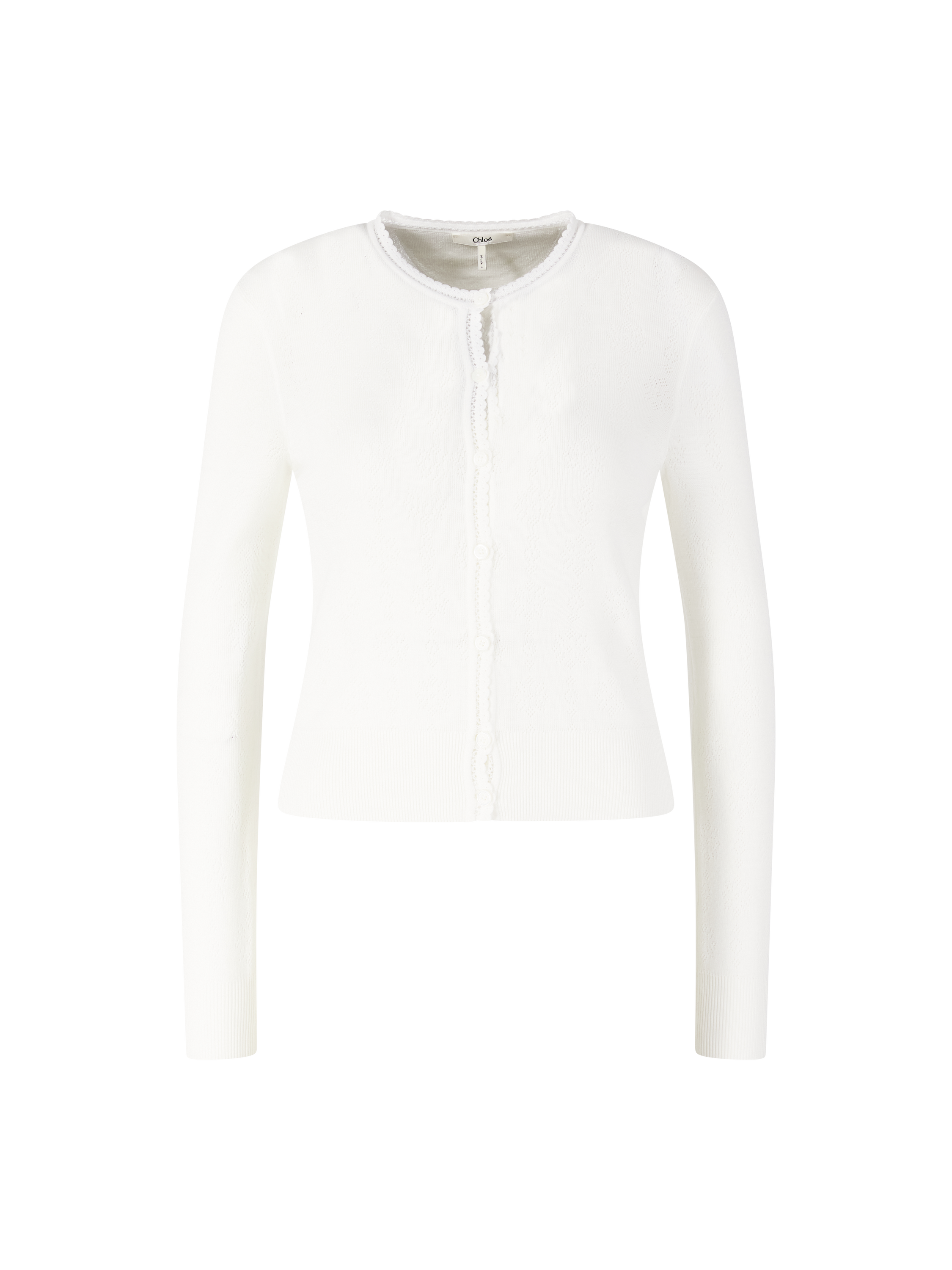 Körperbetonte Strickjacke aus Wolle Weiß