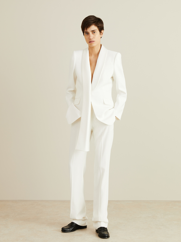 Stoffhose mit geradem Bein Weiß