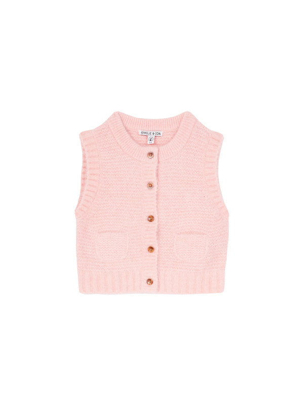 Ärmellose Strickjacke Rosé