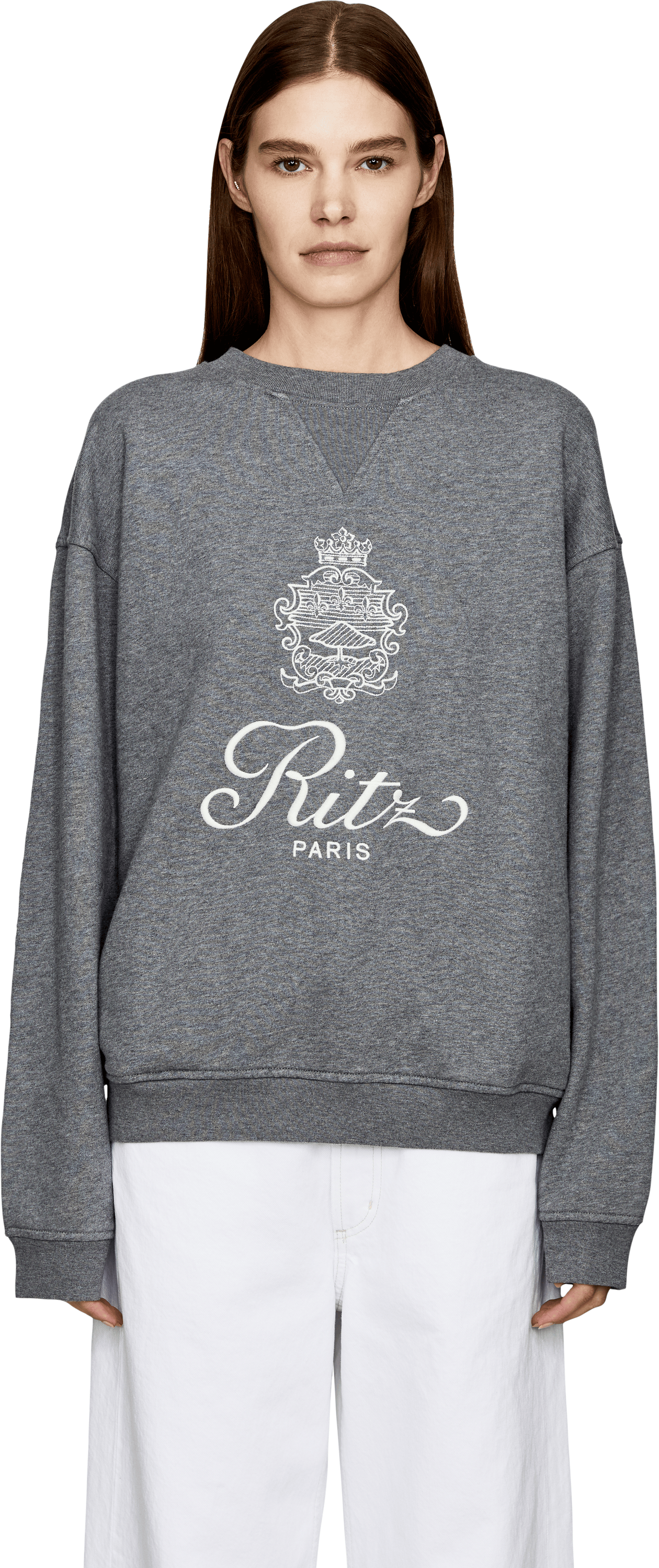 Frame Sweatshirt 'Frame x Ritz Paris' Unisex Grau, Frontansicht – UNGER.DE