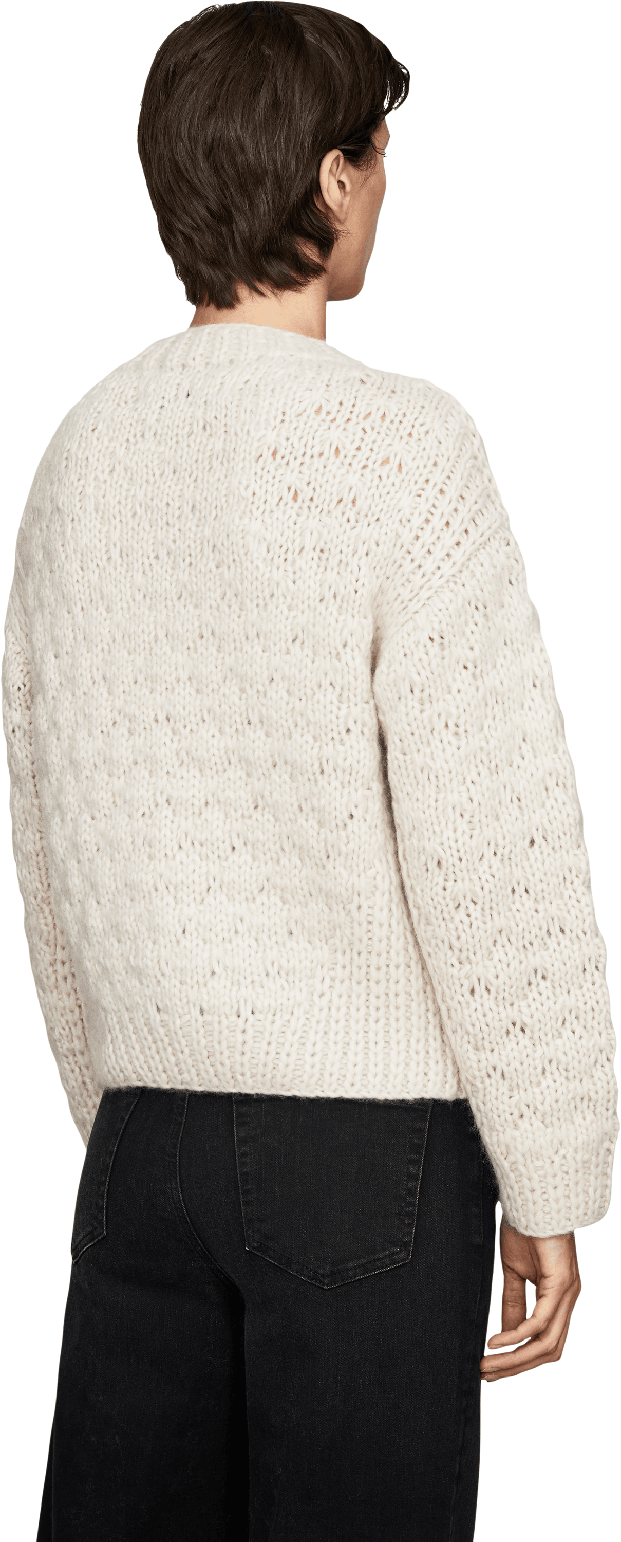 Iris von Arnim 'Lioma Hand-knitted' cashmere and silk cardigan, Alabaster, Back view – UNGER.DE