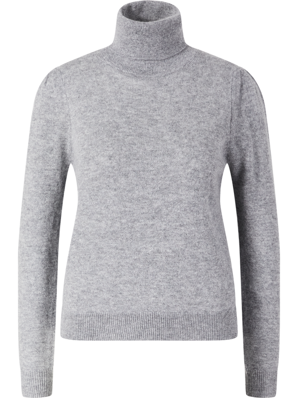 Cashmere-Pullover mit Rollkragen und Puffärmeln Grau