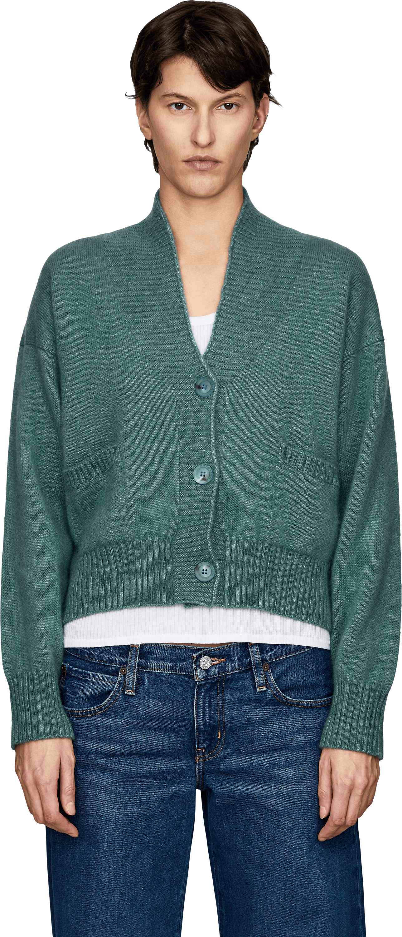 Iris von Arnim 'Kristana' Fern cashmere and silk cardigan, Front view – UNGER.DE