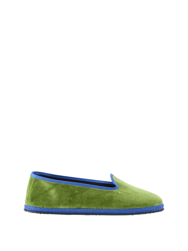 Slipper 'Modigliani' aus Samt Verde Asparego Blue