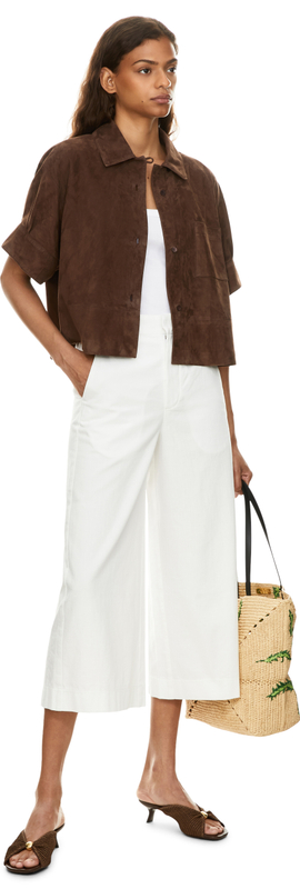 Cropped Stoffhose Paula's Ibiza mit Anagram-Stickeri Weiß