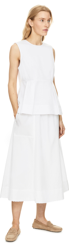 Midikleid 'Scallop' Weiß