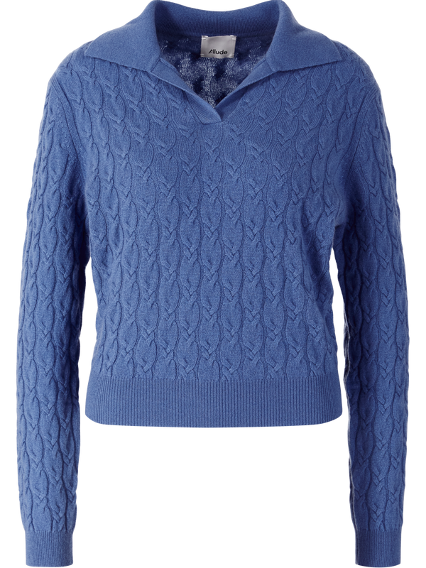 Cashmere jumper with a Serafino collar – blue