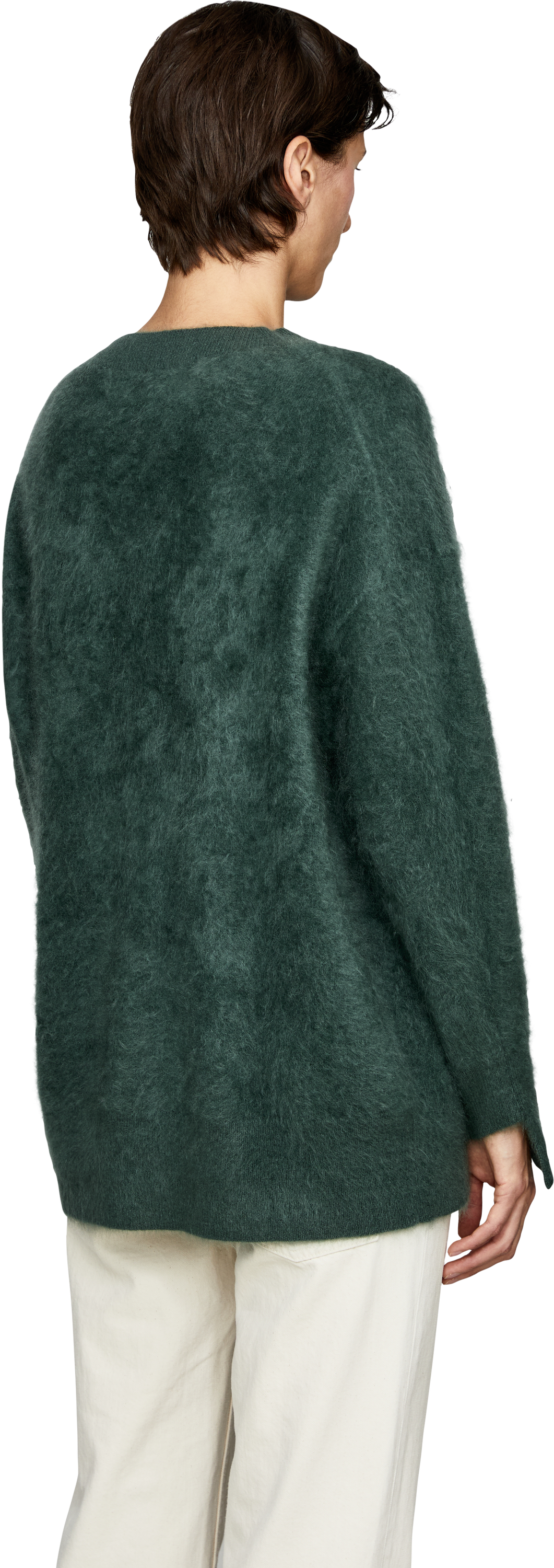 Iris von Arnim 'Darlina Brushed' Forest cashmere jumper, Back view – UNGER.DE