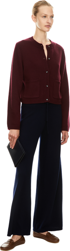 Woll-Cashmere-Strickjacke Bordeaux