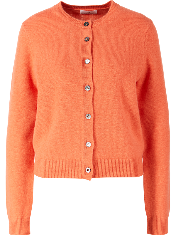Cropped Cashmere-Strickjacke Mandarine