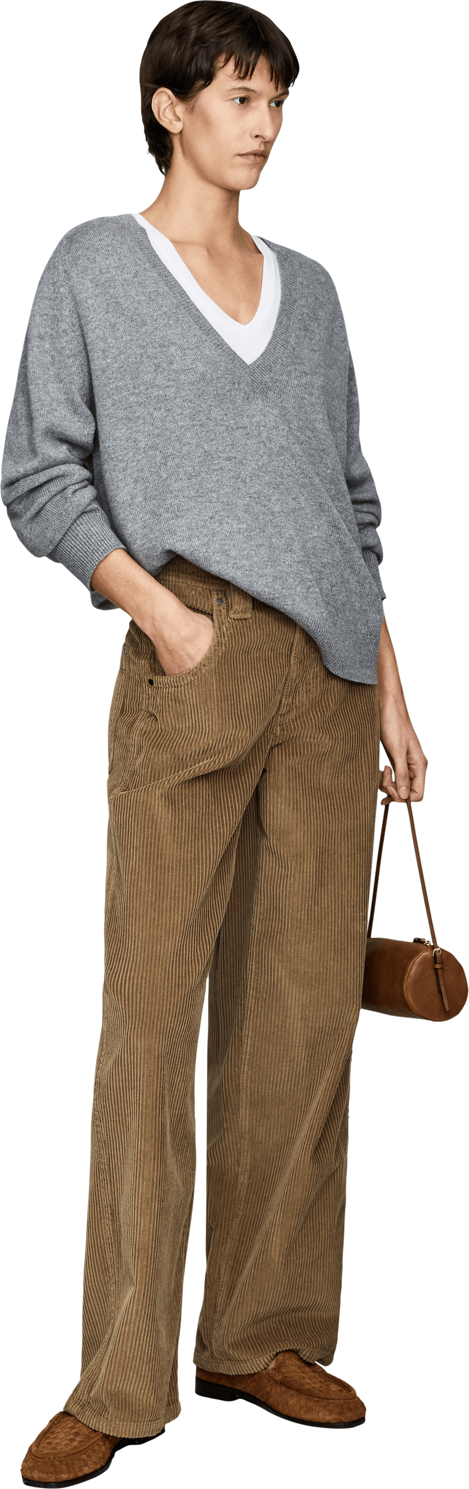 Brunello Cucinelli Cordhose mit Monili Perlen Taupe, Modelansicht – UNGER.DE