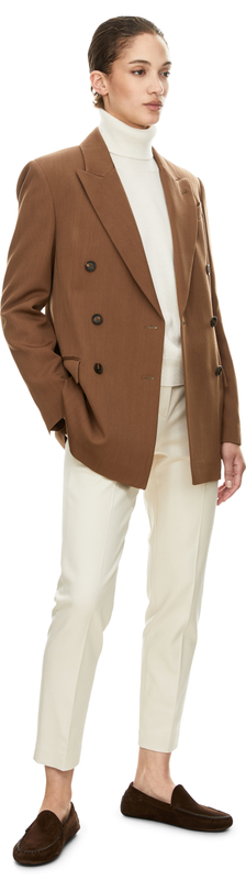Cashmere-Rollkragenpullover mit Monili-Perlen Crème