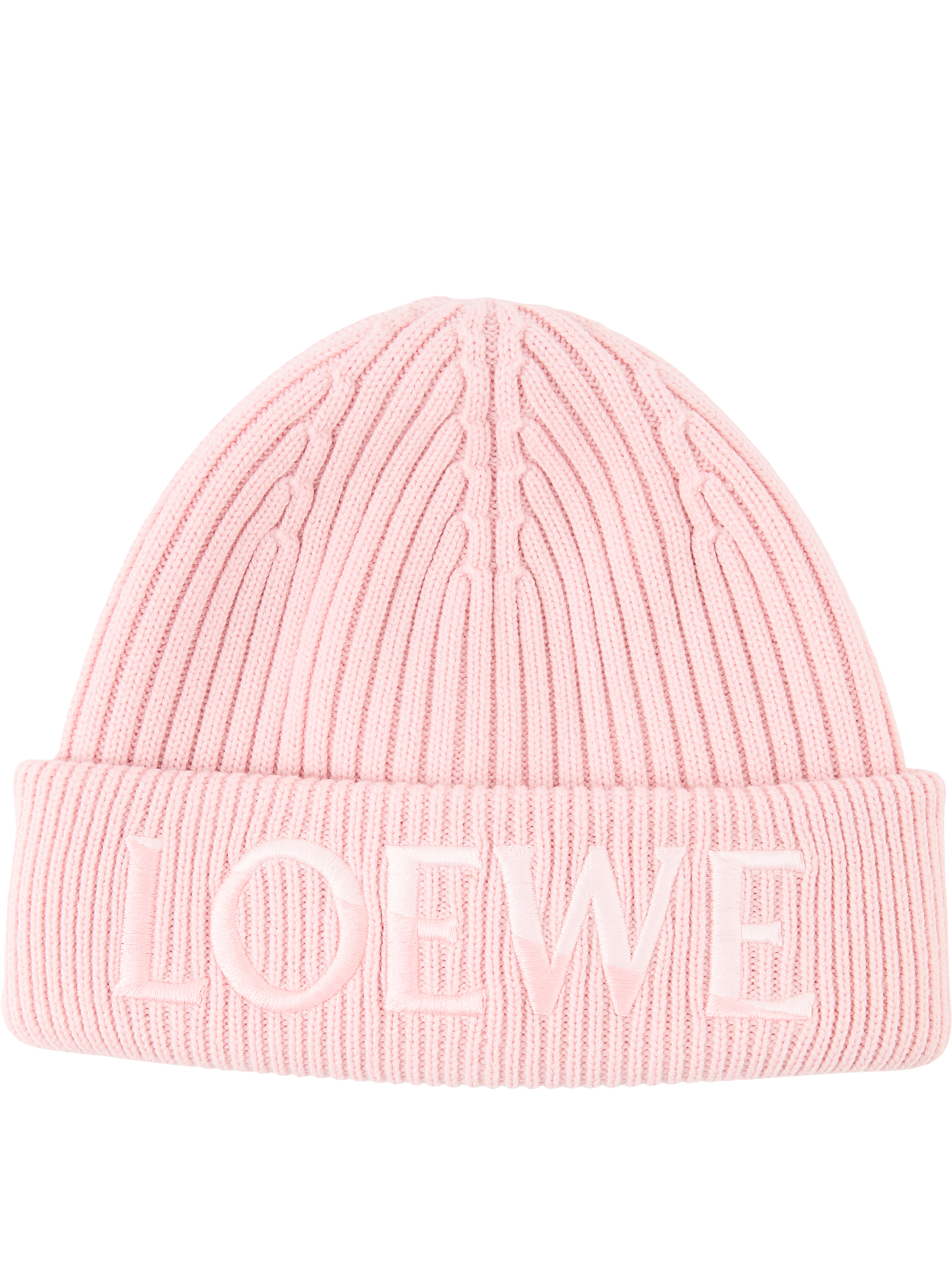 LOEWE Beanie-Mütze aus Wolle mit LOEWE-Stickerei Rosé, Produktansicht – UNGER.DE