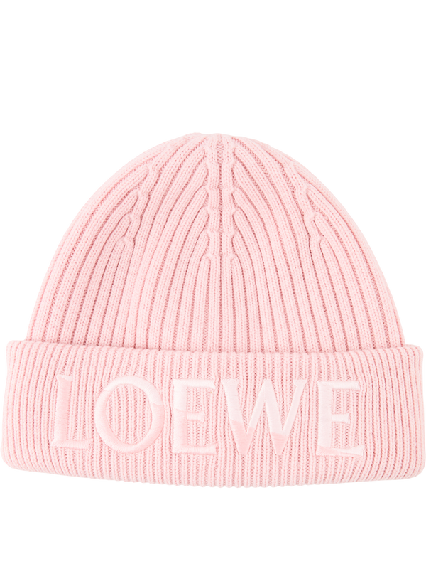 Beanie-Mütze aus Wolle mit LOEWE-Stickerei Rosé